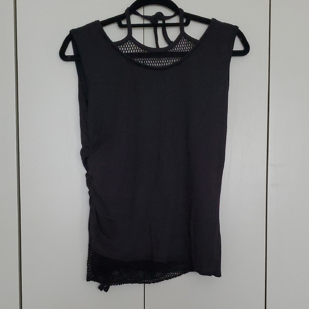 *NWT* Spiral Direct Gothic Rock 2in1 Neck Tie Mesh Top Black Sleeveless